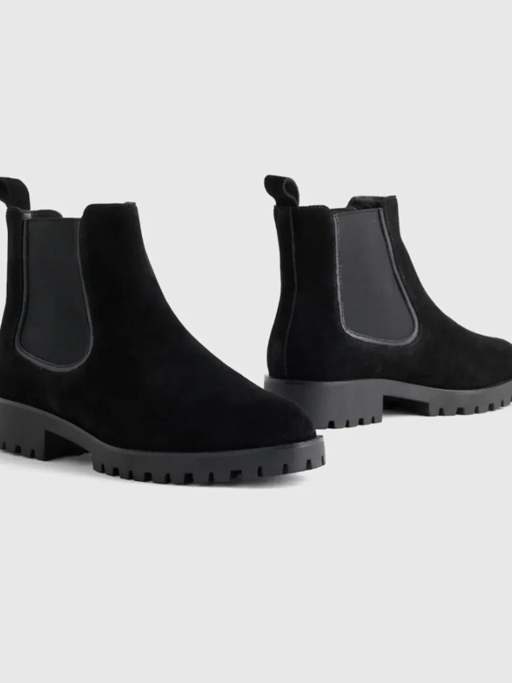 Quince Black Italian Suede Lug Sole Chelsea Boot
